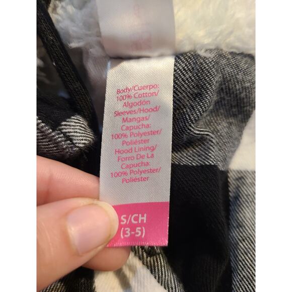 No boundaries small juniors black and white checkered button down fleece hood - Picture 6 of 9